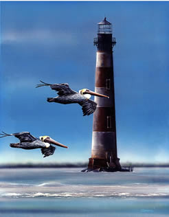 Morris Island Lighthouse of Charleston an acrylic painting by wildlife artist Danny O'Driscoll